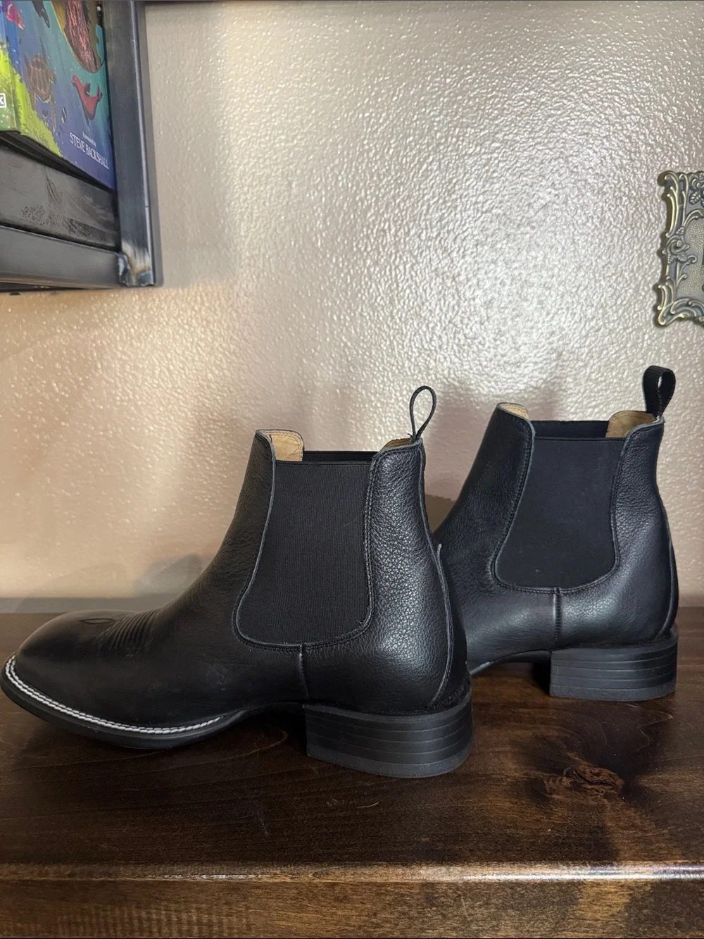 Cody James Men's Black Leather Chelsea Work Country Boots 9.5
